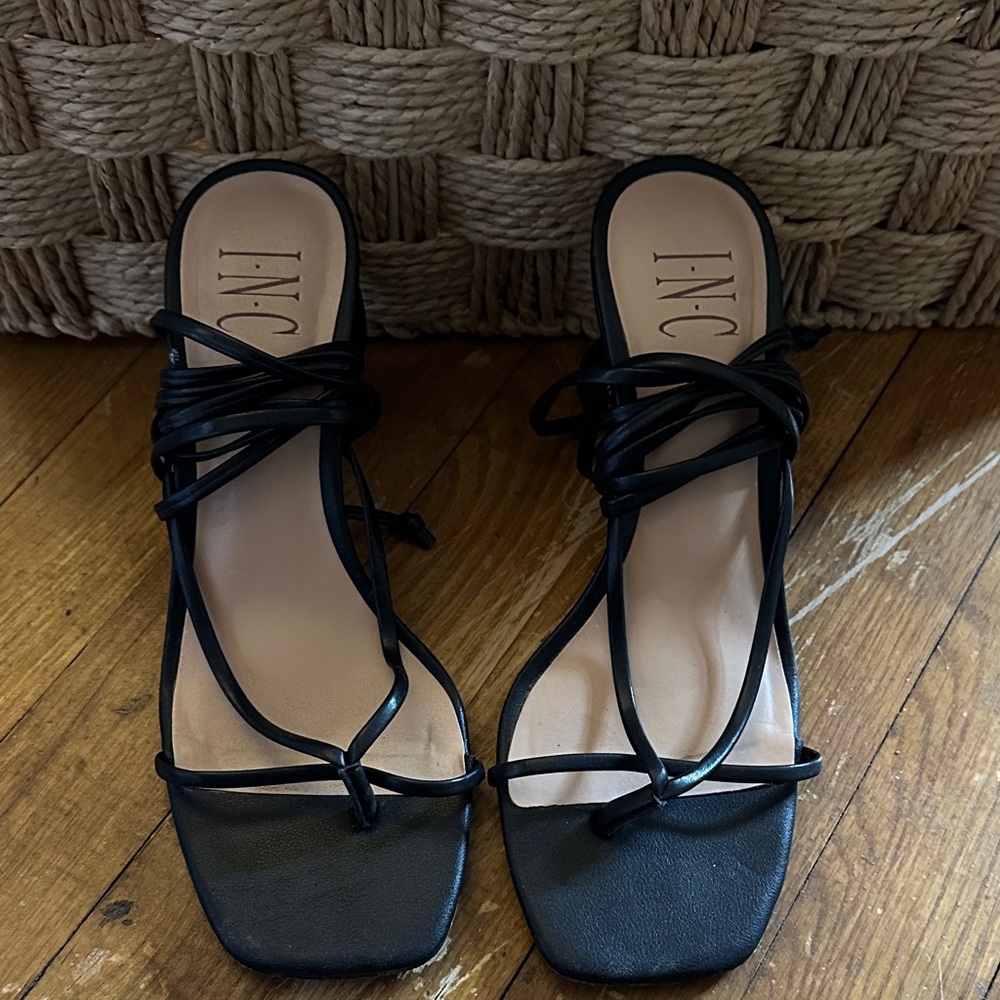 INC International Concepts Women's Black Strappy Heels